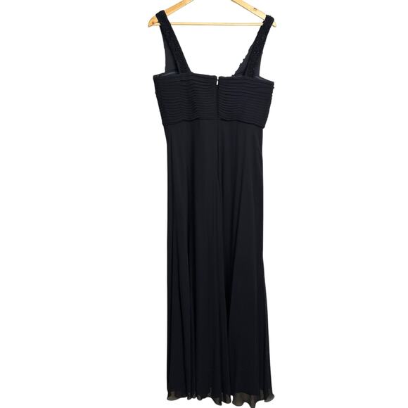 Tadashi Collection Size 14  Black 100% Silk Beaded Chiffon Evening Gown - Picture 8 of 12